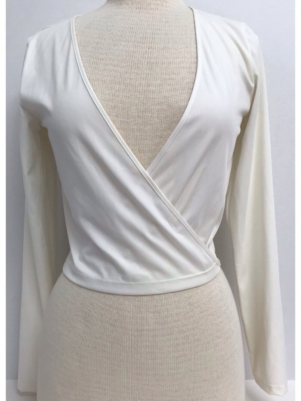 Popilush Ivory Cream Tie Wrap Shirt Blouse Women Size Large